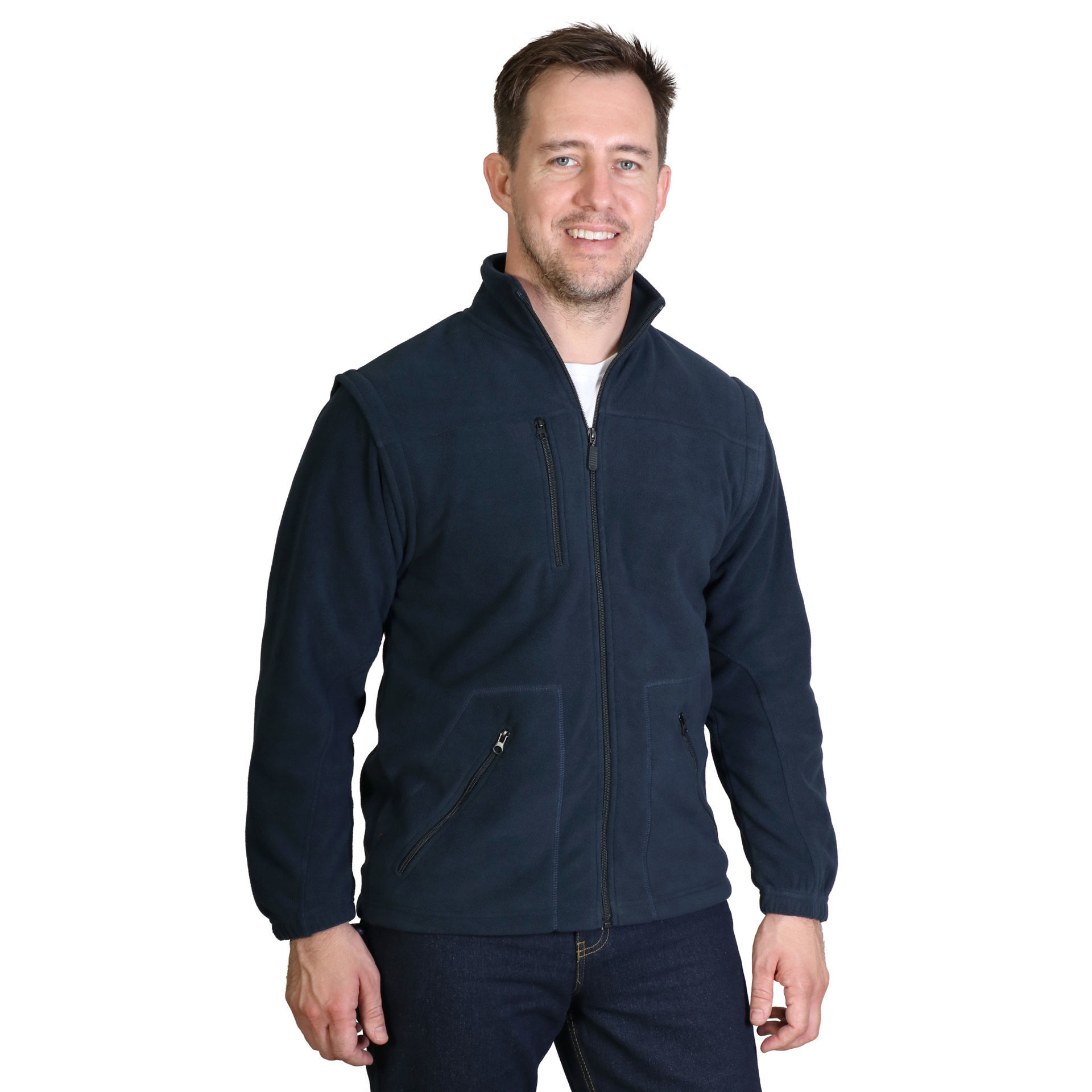 Global Citizen Inc. - Manufacturers and suppliers of promotional, corporate  and uniform apparel.. -Zip off sleeve Polar Fleece